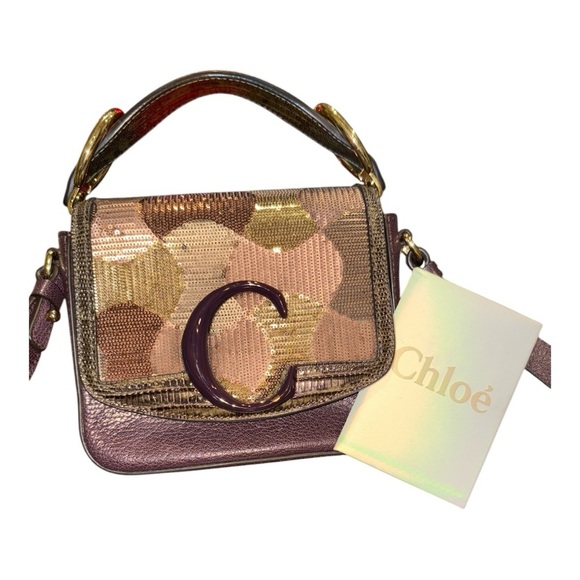 Chloe Handbags - Chloe Calfskin Camo Sequin Mini Crossbody Bag w/auth card. B 14
